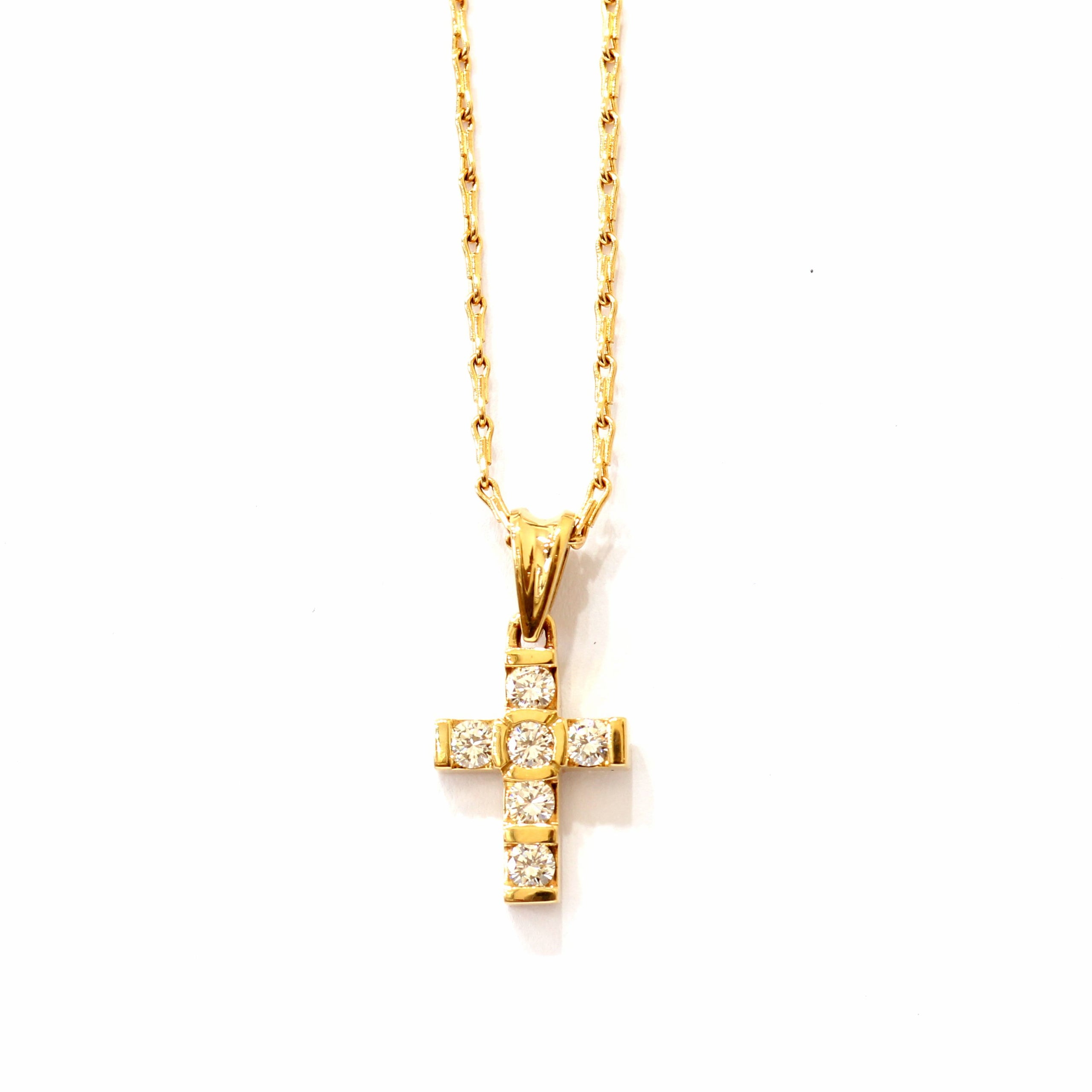 18ct Yellow Gold Diamond Cross Pendant and Chain | Riordan Jewellers Shop